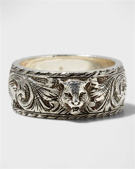 gucci gatto ring withowl head in aged sterling silver